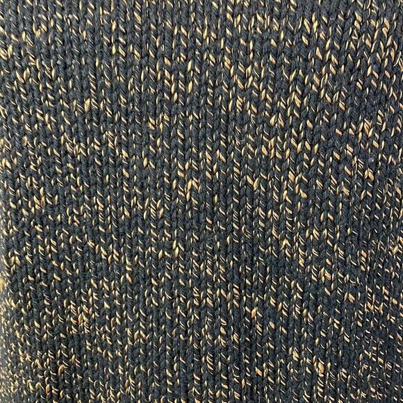 Love Sex Money Brand Navy Taupe Turtleneck Italian Knit Fringe Sweater Size L - Picture 3 of 9